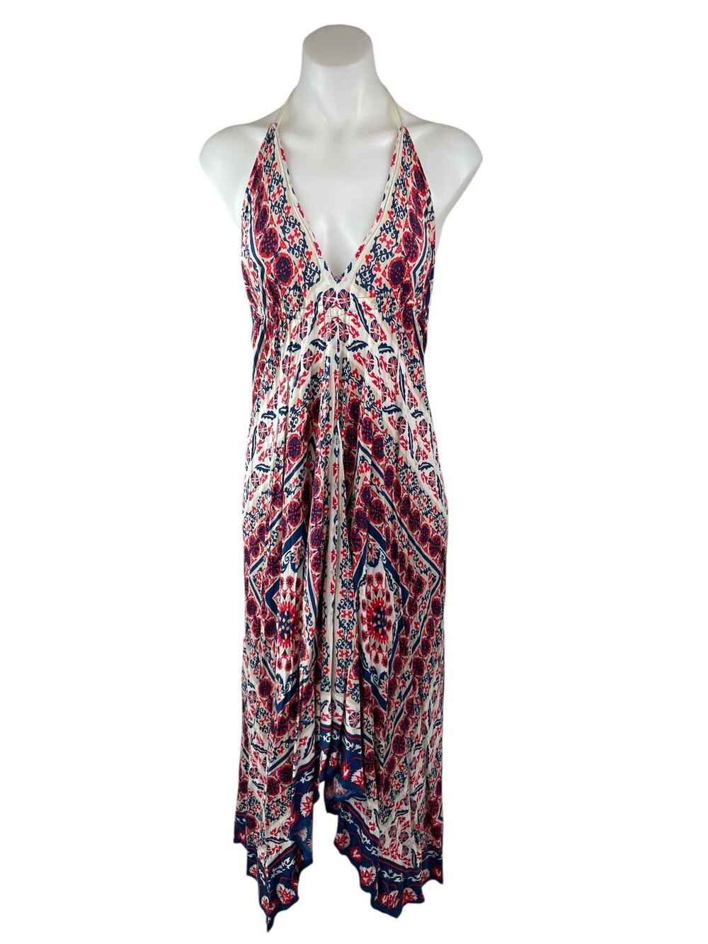 Flying Tomato Multicolor Sleeveless Halter Bohemian Summer Maxi A-Line Dress M